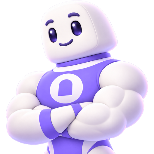 The Bouncr mascot, arms crossed, wearing the Bouncr door mark