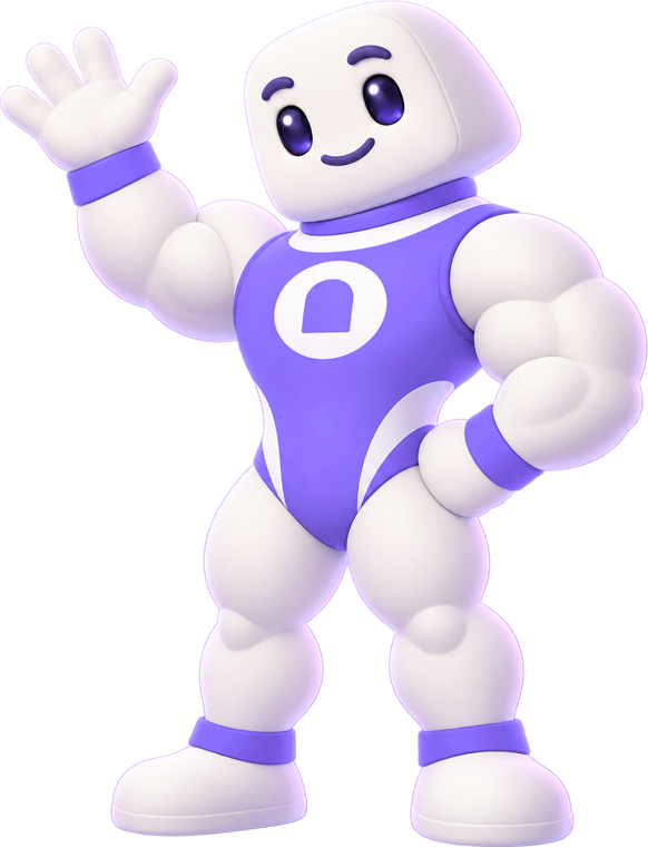The Bouncr mascot waving